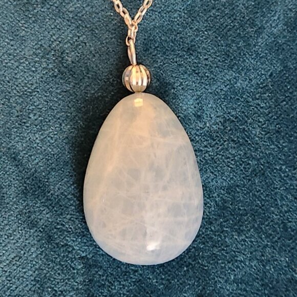 QVC Milky Aquamarine and Freshwater Pearl Sterling Silver Necklace - Picture 3 of 4